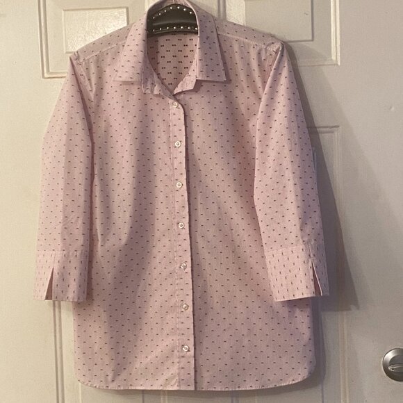 NEW The Outfitters by Lands'End Sz 14 Blouse Shirt 3/4 Sleeve Striped/Geometric - Picture 1 of 11